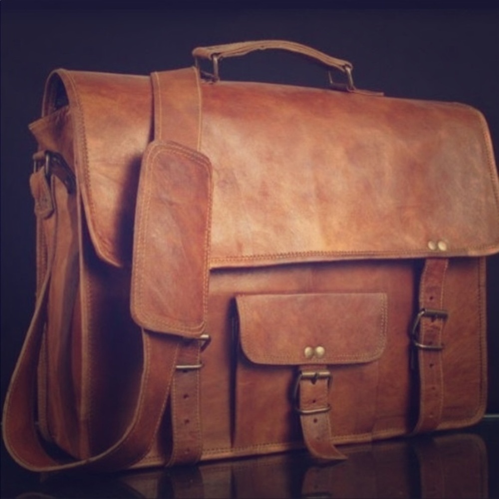 GRUNTLUXURY Handmade Leather Briefcase